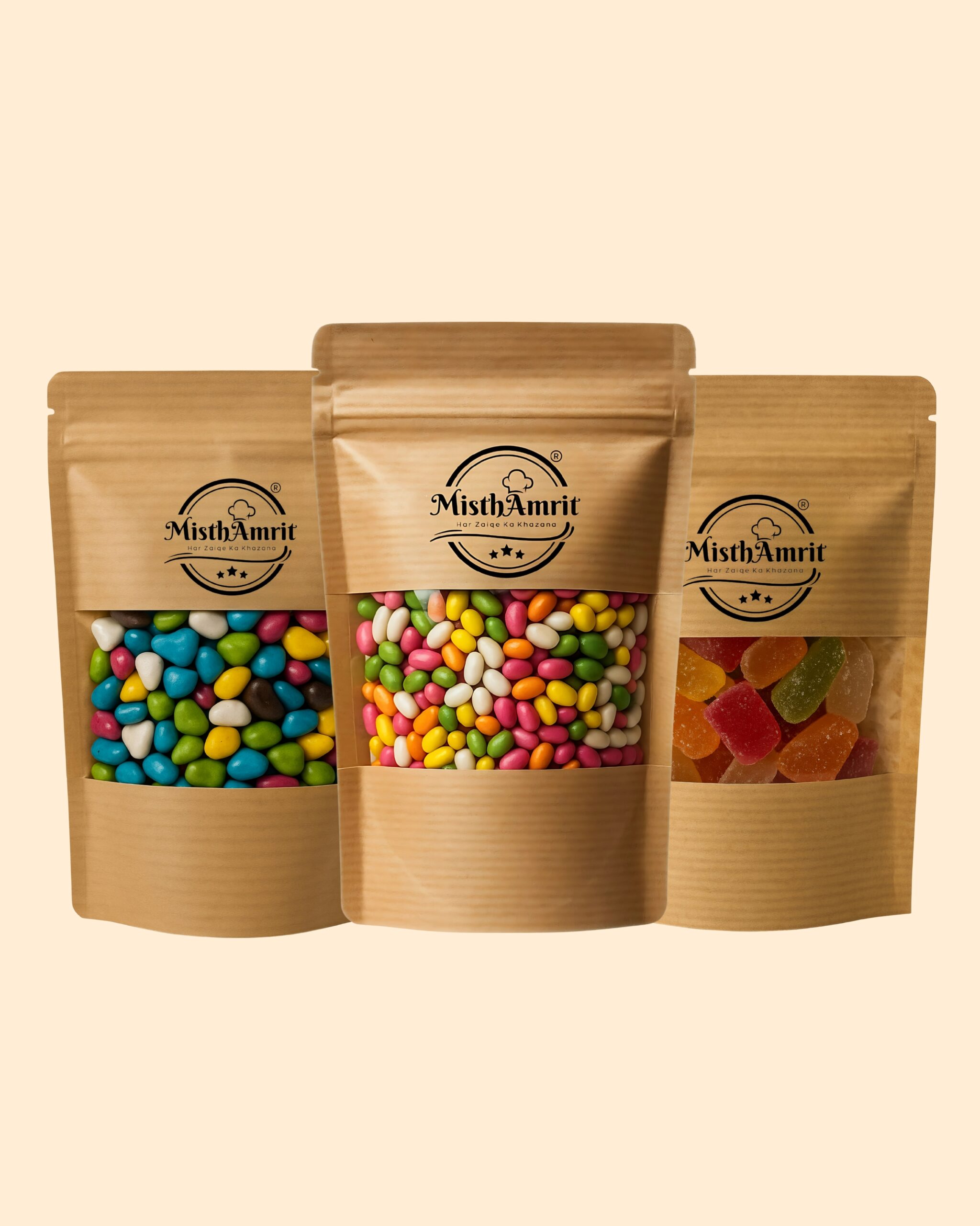 Raksha Bandhan MisthAmrit Delight Combo – Stone Candy, Tiny Mini Saunf & Fruity Jelly